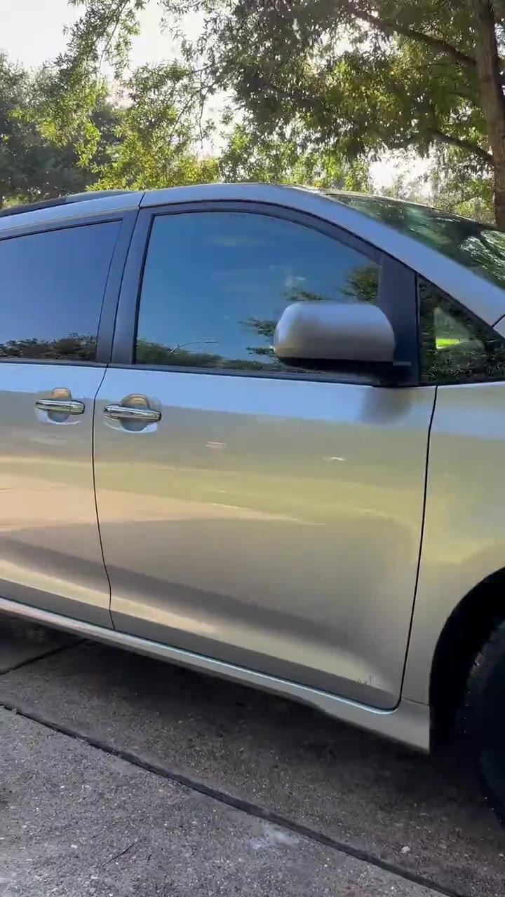 Video of a silver Toyota Sienna interior and exterior being detailed